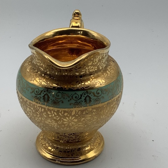 Vintage Le Mieux 24k Gold Hand Decorated Footed Cream Pitcher - Picture 6 of 14